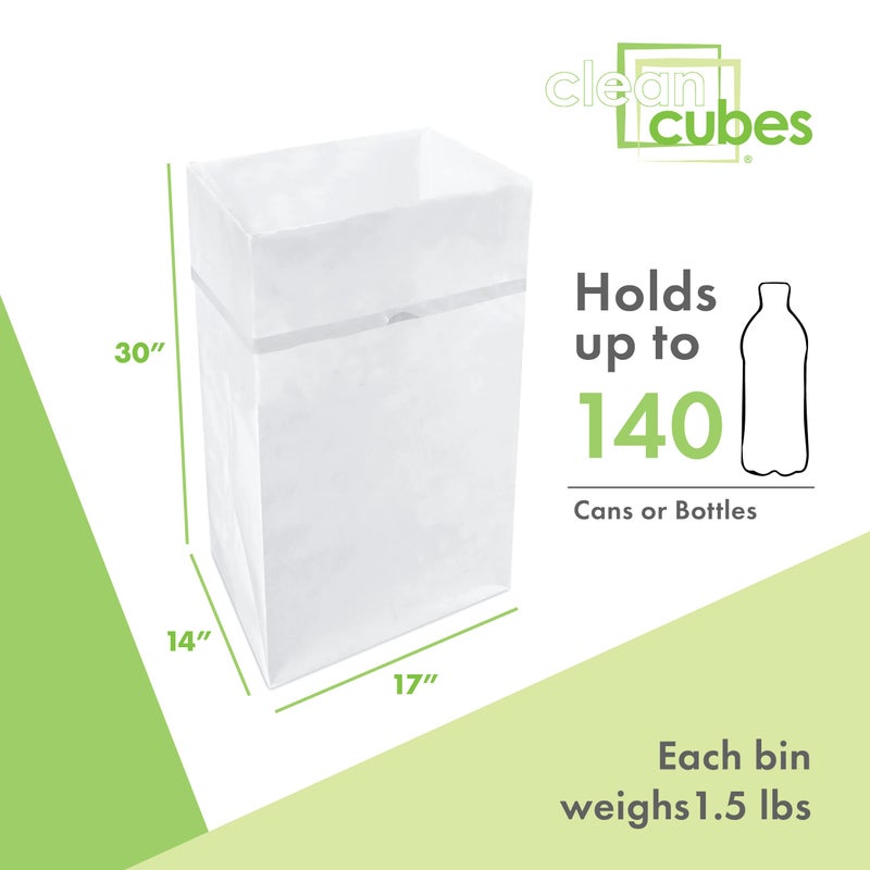 Clean Cubes 30 Gallon Disposable Pop-Up Trash Cans (3-Pack) with Fitted Bags â€“ Foldable Garbage & Recycling Bins for Parties, Events & Kitchen (White, 30" H x 14" W x 17" D) - Image 3